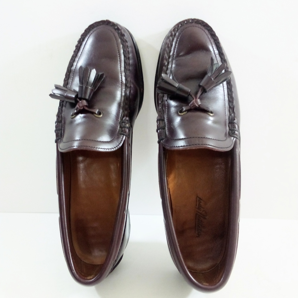 Nettleton Women 6.5 Narrow Luxury Vintage Tassel Burgundy Leather Loafers 12582 - Picture 6 of 8
